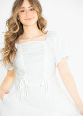 Saylor Square Neckline White Midi Dress - FINAL SALE