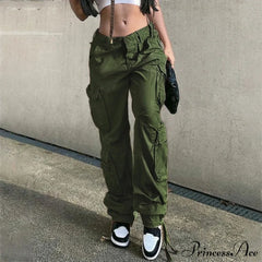 Streetwear Pockets Wide Leg High Waist Straight Trousers