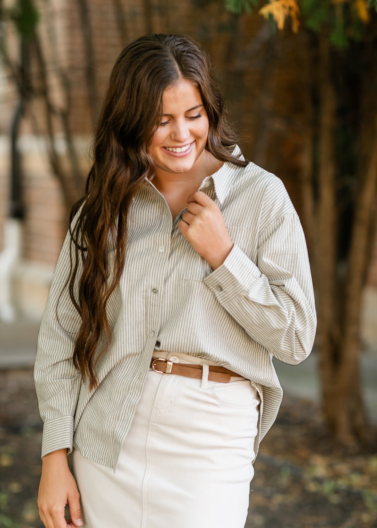 Striped Button Up Classic Top - FINAL SALE