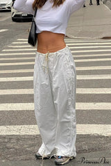 Wide Leg Woven Multi Pocket Cargo Pants